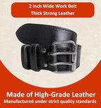 2 Inch Wide Leather Tool Belt for Men Work | Adjustable Oil tanned Belt | Carpenters, Electricians, Contractors