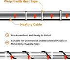 Giraffe Tools Heat Cable, Heat Cables for Roofs and Gutters, Easy Heat, Water Pipe Heat Cable, Pipe Freeze Protection Down to -40℉, Black, (30FT with GFCI)