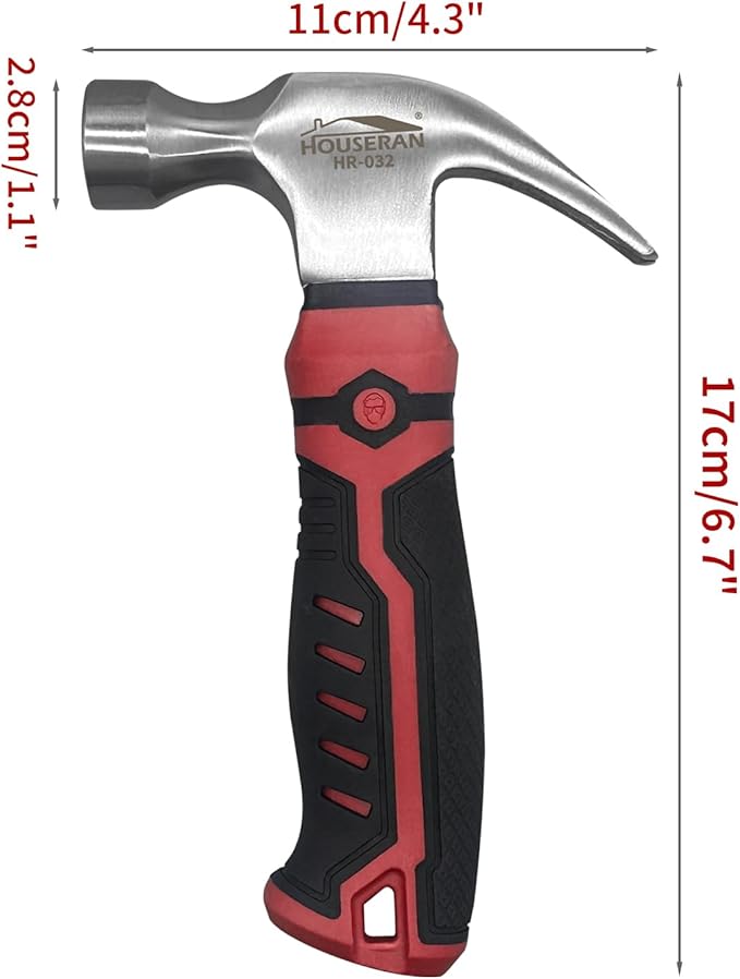 Small Hammer12oz, Small Hammer Tool, Claw Hammers, Small Hammer for Picture Hanging, Martillos De Construccion, Small Hammer for Women, Suitable for Family, Camping, Stakes, DIY, Red x Black