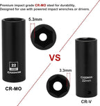 CASOMAN 1/2-Inch Drive x 22mm Deep Impact Socket, 6-Point, Metric, CR-MO