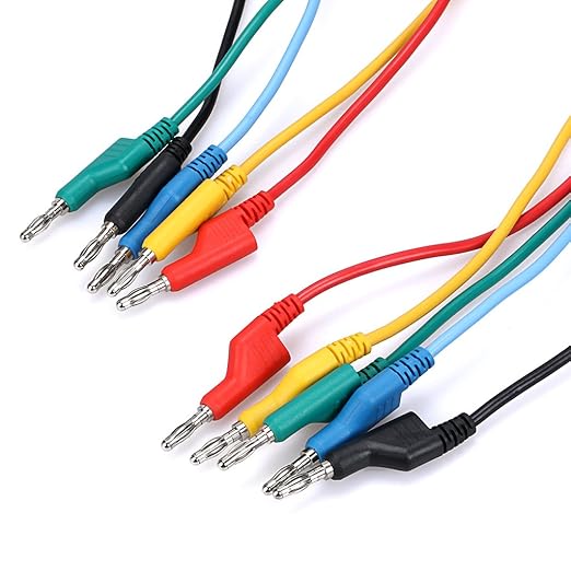 Sumnacon 5pcs Banana to Banana Plug Test Lead Set, 4mm Stackable Banana Plug Wire Test Cable Lead for Multimeter, Electrical Test Wire 1000V/15A