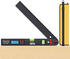 BINTA Digital Angle Finder 0-225° Range, Aluminum Backlit LCD Digital Protractor with Horizontal/Vertical Dual Bubble Meter Storage Bag for Woodworking, Construction, Machinery, Home DIY (Black)