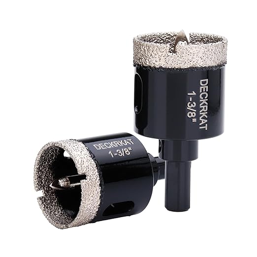 1-3/8 Inch Diamond Hole-Saw Bits with Pilot Drill Bit - 2pc 1-3/8" Diamond Tipped Tile Hole Saws with Guiding Bit Accurate Drilling for Porcelain Tile Ceramic Pottery Granite Stone Glass Bottles 35mm
