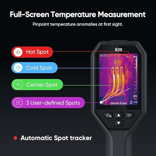 HIKMICRO B20 Thermal Imaging Camera with 2MP Visual Camera, Thermal Camera 256 x 192 IR Resolution, 25 Hz Refresh Rate, 3.2" LCD Screen, Full Screen Measurement Thermal Scanner with WiFi, -4~1022°F