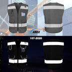 TCCFCCT Safety Vest 9 Pockets High Visibility Reflective Safety Vest for Men Women, Hi Vis Work Vest with Reinforced Sewing, Durable to Use, Meets ANSI/ISEA Standards, (Grey, 3X-Large)