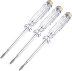Fielect 3pcs Test Screwdriver, Voltage Detector Pen Light Circuit Tester Electric Test Pen Screwdriver Neon Tube AC/DC 100-500V Clear