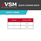 VSM 25-Pack - 3 inch 50 Grit (Medium) - Ceramic Plus Quick-Change Disc with Top-Size, Type R, Tear-Resistant Polyester Backing, Hand-Held Machine Compatible, Durable Abrasive Discs