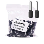 Fidioto AWG16 Wire Ferrules Terminals, 250pcs AWG16 Terminal Connector Wire Insulated Cord Pin Ends Terminals for Electric, Industrial, Chemical Industry, Power Control System, etc.