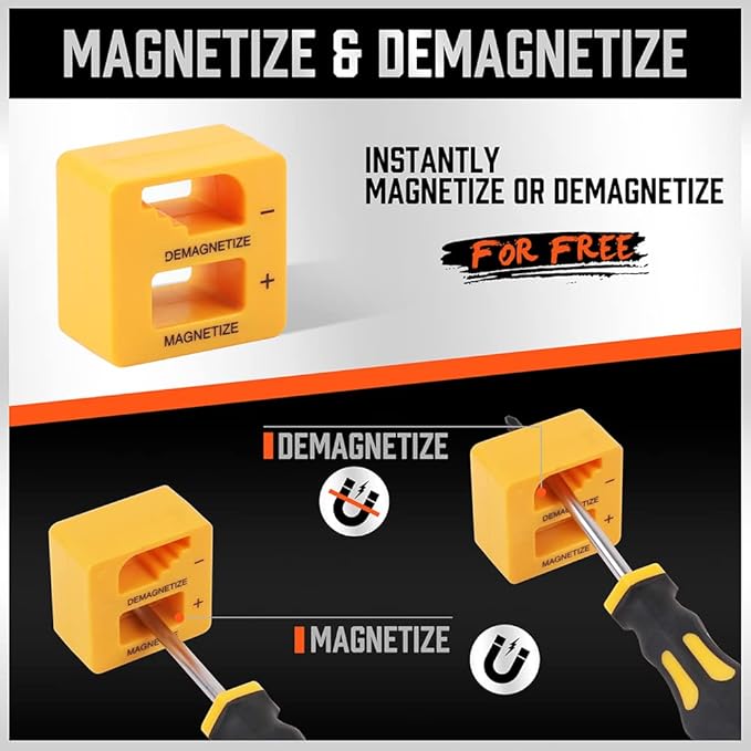 HORUSDY 11-Pieces Magnetic Screw driver, Magnetic 5 Phillips and 5 Flat Head Tips for Fastening and Loosening Seized
