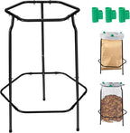Aobiono Trash Leaf Bag Holder Stand, Garbage Bag Support Frame for 30-55 Gallon Lawn Bags, for Yard Kitchen Garden Outdoor Camping Waste, with Reusable Bag Clips, Heavy Duty (Black)