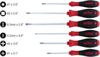 Wiha 30291 SoftFinish Grip ScrewDriver Set, Slotted 4.5-6.5mm, Phillips Number 1-2 and Square Number 1-2, 6-Piece Set