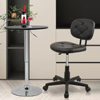 Round Rolling Stool with Adjustable Height and Pu Leather Backrest Swivel Stool Chair for Salon Tattoo Work Office Massage Black