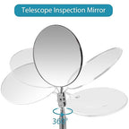 Telescoping Flexible Circular Mirror - 360 Rotation with Extended Handle - Round Inspection Mirror for Vehicle Condition (3 Inch Dia)
