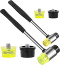 6Pcs 2 Pack 25mm 35mm Double Faced Plastic and Rubber Hammer Mallet Set Double Head Small Mallet Jewelry Hammer W 4Pcs Replacement Heads Nylon Hammer Tool for Jewelry Leather Crafts Flooring