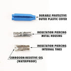 300 Pcs Waterproof Wire B Connectors AWG 22-26 Small Gauge Low Voltage Gel Filled Bean Butt Splices Terminals Electrical Connector for Outdoor, Security Wiring, and CCTV