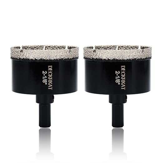 2-1/8 Inch Diamond Hole-Saw Bits with Pilot Drill Bit-2pc 2-1/8" Diamond Tipped Tile Hole Saws with Guiding Bit Accurate Drilling for Porcelain Tile Ceramic Pottery Granite Stone Glass Bottles 55mm.