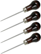 4 Pcs Scratch Awl Tool, with Gourd Shape Wooden Handle, Leather Awl Punch Tool,Tailors Awl, for Sewing Punching Stitching, Gourd Awl Repair Tool for Leather Craft Cloth