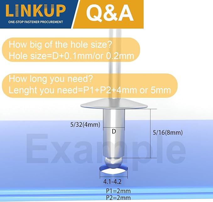 Linkup 360pcs pack 1/8" x 3/8" Pop blind Rivets, 3.2mm x 10mm pop rivets,Aluminum Body Steel Mandrel Rivets (Silver),Dome Head aluminum rivets