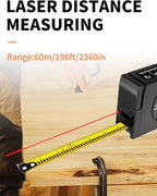 Laser Tape Measure 3-in-1, 196ft/60m Laser Distance Meter, 16ft/5m Digital Tape Measure, Regular Tape Measure, Area Volume Measuring Pythagorean Mode, Rechargeable