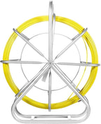 Fish Tape Fiberglass 6MM 656FT,Duct Rodder Fish Tape Puller Fiberglass Wire Cable Running with Cage and Wheel Stand,Durable Steel Reel Stand,Fish Tape Min Bending Radius 13 inch/330 mm (6mm 656Ft)