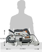 MAXXT Band Saw with Lightweight Aluminum Base, 10 Amp 5 Inch Deep Cut Bandsaw, Variable Speed Handheld Automatic Multipurpose Cut with Carrying Wheels Portable Metal Saw, Band Saws for Metal Wood