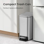 Cesun Small Bathroom Trash Can with Lid Soft Close, Step Pedal, 6 Liter / 1.6 Gallon Stainless Steel Mini Garbage Can for Office, Outdoor Trash Bin with Removable Inner Bucket (Silver)