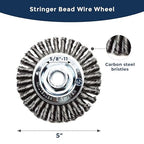 Benchmark Abrasives 4 1/2 Inch Stringer Bead Wire Wheel for Angle Grinder, Cleaning Narrow Holes, Derusting, Paint Removal, Deburring Grinding Wheels - Grinder Cutting Wheel - Stainless Steel
