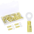 50 Pack Heat Shrink Ring Terminals - 5/16" - Yellow 12-10 AWG Marine Grade Heat Shrink Wire Connectors - Tinned Red Copper Eyelet Wire Connectors