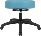 Chair Master 17" Round Vinyl Fabric Stool, Table Height, 360 deg Level Activation, Heavy Duty, Lab, Medical, Garage, Home, Spa, Cleanroom (Standard Nylon, Aqua)