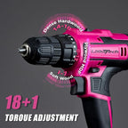 20V Pink Cordless Drill Set for Women - with 2.0Ah Battery & Charger, 3/8" Keyless Chuck,Lightweight Electric Power Drill Tool,2-Speed + 354 In-Lb Torque(Pink)