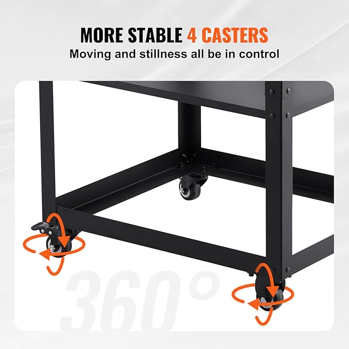 VEVOR Planer Stand, 100 lbs / 45 kg heavy loads, Three-Gear Height Adjustable Thickness Planer Table,with 4 Stable Casters & Storage Space, for most planers, saws, bench-top machines, power tools