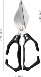 Multi-Purpose Kitchen Scissors,stainless steel scissors,Poultry Shears,Sharpeners Bottle Openers Zester and More Stainless Steel,for opening cans and heavy duty poultry cutting (Black)