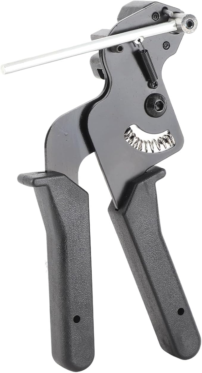 Cable Tie Tool, 65 Manganese Steel Stainless Steel Fastening Cable Tie Gun Tension Wire Fastening Automatic Tensioner Cutter Tool, Cutting Width within 12mm, Black, 8.27 x 4.72 x 0.47inch