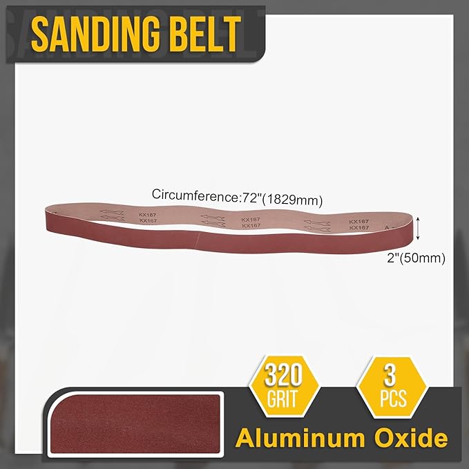 2 x 72 Inch Sanding Belt, 3 Pcs 320 Grit Knife Sharpener Belts Work Sharpening for Belt Sander Knife Carving Tool Metal Working