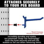 PegPro® 2" Hooks Kit for Standard “Wood Fiber” pegboard – Durable Plastic Pegboard Hooks - for Garage, Kitchen, Craft Room, and More (2" Hook - 24 Pack, Blue)
