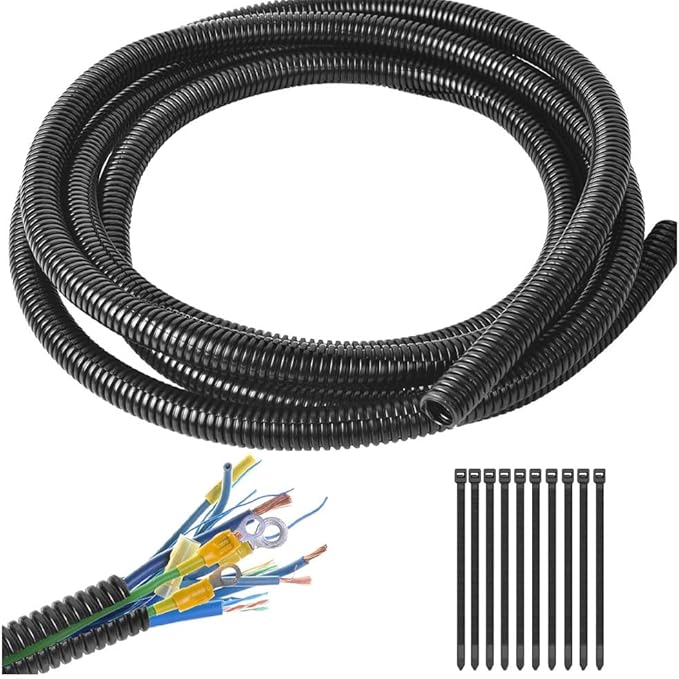 3/8"-32.8ft Split Wire Loom Tubing Cable Management Conduit Flexible Covers Cord Protectors