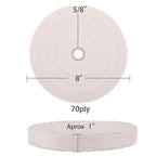SCOTTCHEN Buffing Polishing Wheel 8" x 5/8" Arbor x 70Ply White Fine Cotton for Bench Grinder - 1 PCS