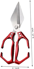 Multi-Purpose Kitchen Scissors,stainless steel scissors,Poultry Shears,Sharpeners Bottle Openers Zester and More Stainless Steel,for opening cans and heavy duty poultry cutting (Red)