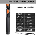Visual Fault Locator,10-20KM Fiber Optic Cable Tester Meter, VFL Red Light Pen Light Source Testers(Black)