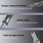 Lichamp 5-Piece M2 HSS Reamer Drill Bit Set, 3/8" 1/2" 9/16" 5/8" 3/4" High Speed Steel Chucking Reamer Set for Metal