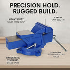 4-Inch Bench Iron Vice Heavy Duty Steel Bench Vise with Swivel Base Professional Germany Iron Design Durable Blue Finish for Workshop Use E-2014
