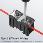 2Pcs DIN Rail Terminal Blocks with Cover, IN100BK 600V 130A 38mm² Electrical Connection Terminals, 4Pcs 12-10 AWG Insulated Fork Spade Wire Connectors & 3.15 Inch DIN Rail Included