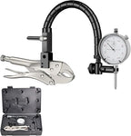 Disc Brake Rotor Ball Joint Gauge, 0-1” by 0.001” Dial Indicator, Automobile Brake Disc Flatness Runout Backlash Measuring Tool, with 13” Flexible Stem Holder & Locking Pliers