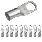 SELTERM 10pcs 4 AWG-3/8 Stud Tinned Copper Wire Lugs, Heavy Duty Battery Cable Ends,4 Guage Ring Terminals, UL Battery Lugs Marine Grade Copper Eyelets Electrical Battery Terminal Connectors