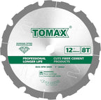 PCDM12 Inch 8 Tooth Polycrystalline Diamond Tipped (PCD) Hardie Fiber Cement Saw Blade with 1 Inch Arbor