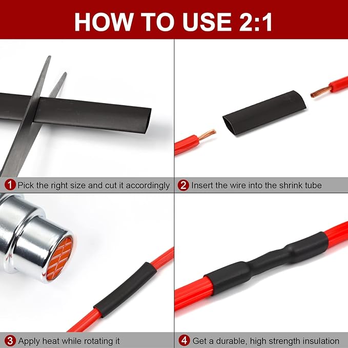Chanzon 2:1 Ratio - 80Ft Roll - 1/16" (1.5mm) Heat Shrink Tubing 2:1(25M Total Length) Red Polyolefin Sleeving Wrap Shrinking 2 to 1 1pcs