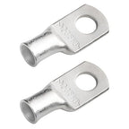 SELTERM 2pcs 2 AWG 3/8" Stud (Wide Pad) Tinned Copper Wire Lugs, Battery Lugs, Ring Terminals, Battery Cable Ends, 2 Gauge Ring Terminal Connectors, UL Marine Grade Battery Terminal Connectors