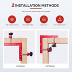 Corner Clamp for Woodworking, 90 Degree Clamp, Right Angle Clamp Woodworking Tools, Aluminum Alloy Positioning Clamping Squares， for Wooden frames (Red)
