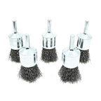 Benchmark Abrasives 1" Crimped Wire End Brush Die Grinder for Cleaning deburring on Cast Iron, Steel, Titanium, Nickel, 1/4" Shank for Rotary Tools (5 Pack) - Carbon Steel