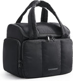 BAGSMART Travel Toiletry Bag for Women with Puffy Water-Resistant Fabric, Large Roomy Makeup Organizer for Travel-Sized Toiletries & Accessories, Black